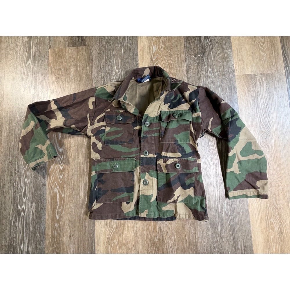 Propper Camo Field Jacket Youth Size 12 Green Brown Woodland Utility Coat
